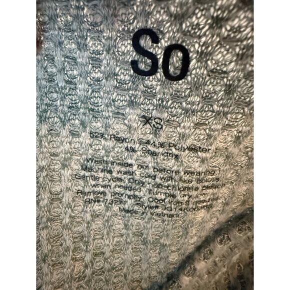 SO Women's XS Preppy Thermal Knit Sage Green Long Sleeve Top Soft Neutral - Picture 3 of 6